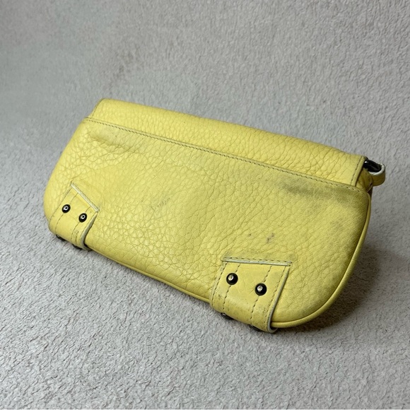 Cole Haan Leather Clutch Pouch Purse-Butter Yellow-Vintage-Designer-Classic-Y2K - Picture 6 of 12